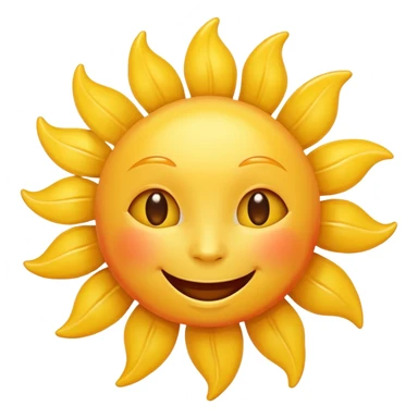 smiling sun emoji, simple and cheerful, apple style sticker