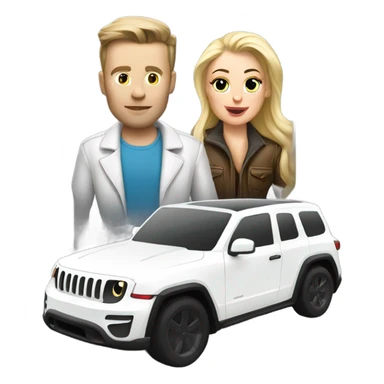 White Tesla and white jeep wrangler sticker