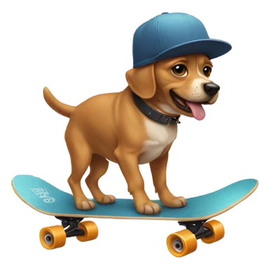dog on skateboard wearing a hat sticker