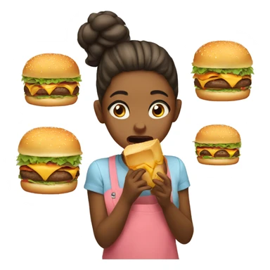 girl eating a burger and crying  sticker