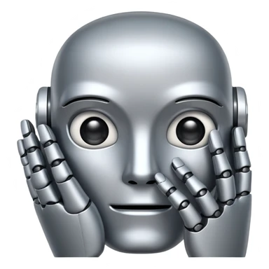 robot face peeking through fingers sticker