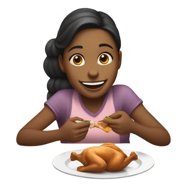 Girl eating chicken  sticker