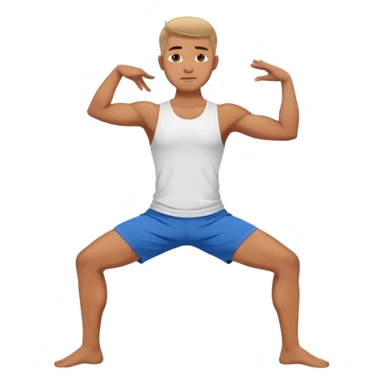 man with blue short warrior yoga pose sticker