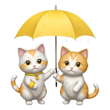 Cats with yellow umbrella sticker