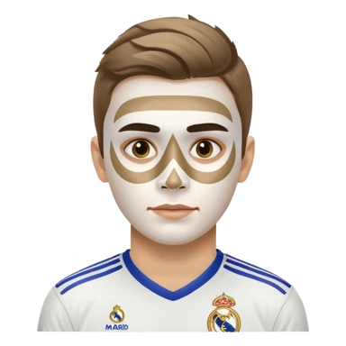 football supporter, paint in face, real madrid sticker