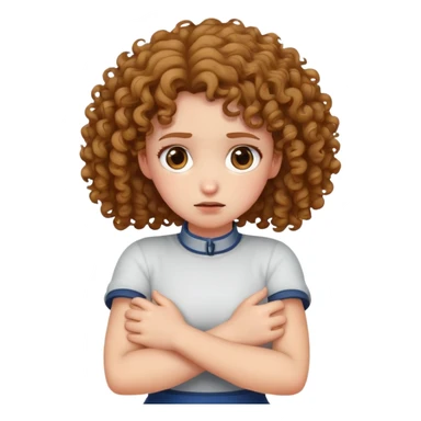 Girl with curly hair crossed arms choking sticker