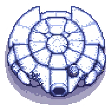 a small Millennium Falcon spaceship in pixel art style sticker