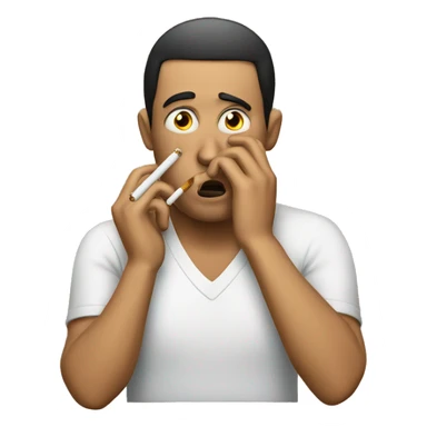 Stressed men smoking cigarette  sticker