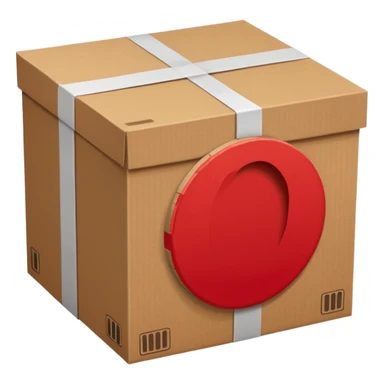 simbolo de prohibido y que esté tachando una caja de cartón de un paquete enviado sticker