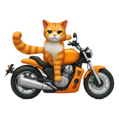 Orange cat ride motorbike sticker