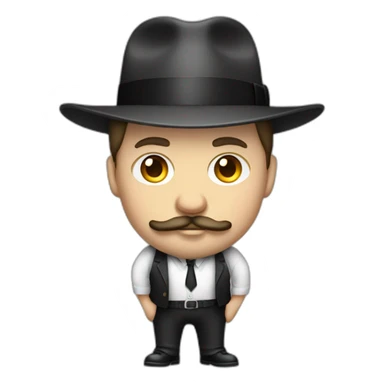 20s gangster full body, white man overweight fat mustache fedora sticker