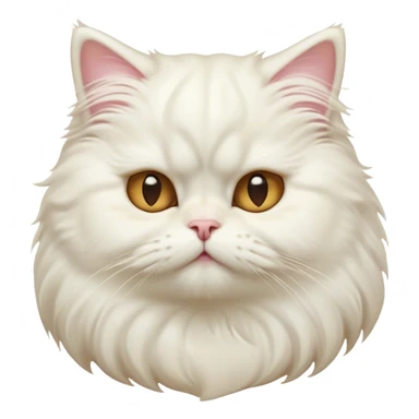 Cinematic Comical White Persian Cat Portrait Emoji, Head tilted playfully with a touch of sass, fluffy white fur with subtle hints of cream and golden tones, Simplified yet hilariously chubby features, highly detailed, glowing with a warm, friendly glow, high shine, a mix of lazy and curious, stylized with a touch of whimsy, bright and endearing with a comical expression, soft glowing outline, capturing the essence of a mischievous yet chubby, fluffy kitty, so endearing it feels like it could stretch out of the screen and demand attention with its cheeky charm! sticker