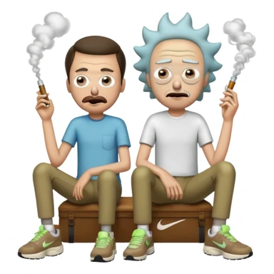 Rick et mortie avec une paire de chaussure  nike tn qui fumme des puff 9k sticker