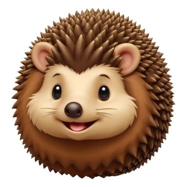 A round hedgehog with a small fuzzy beard puff under its nose, smiling shyly while holding a tiny acorn.



















 sticker