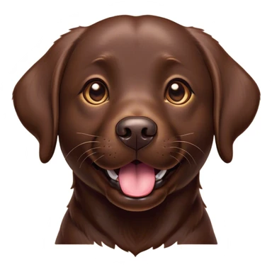 Cinematic Comical Chocolate Labrador Portrait Emoji, Head tilted dramatically with an exaggeratedly amused expression, featuring a glossy chocolate Fur with a rich, radiant finish, wide, expressive brown eyes filled with playful disbelief, Simplified yet hilariously expressive features, highly detailed, glowing with a slightly sassy glow, high shine, dramatic yet playful, stylized with an air of cheeky mischief, bright and endearing, soft glowing outline, capturing the essence of a spirited and over-the-top companion, so meme-worthy it feels like it could side-eye its way into internet fame instantly! sticker