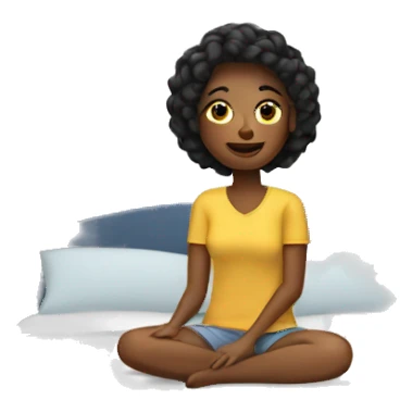 Woman sitting on a bed sticker