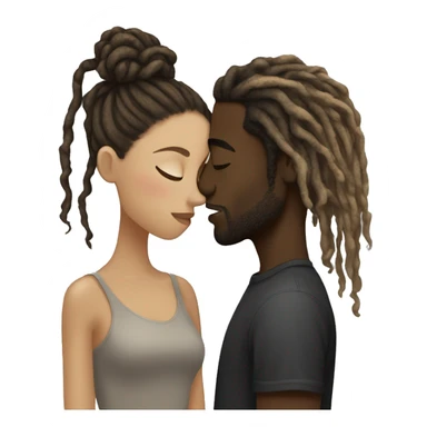 Black man with black dreads  kissing white girl with long brown and blonde hair  sticker