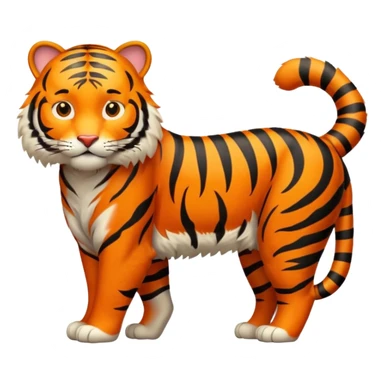 Create a single emoji of a Tiger in full body, shown at a slight side angle in a natural, characteristic pose. Cute and stylized like an emoji, but clearly recognizable.
 sticker