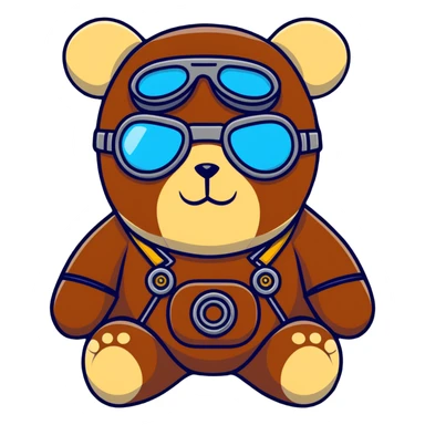 Steampunk teddy bear with goggles sticker