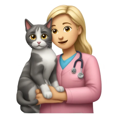 cat cuddles veterinarian girl sticker