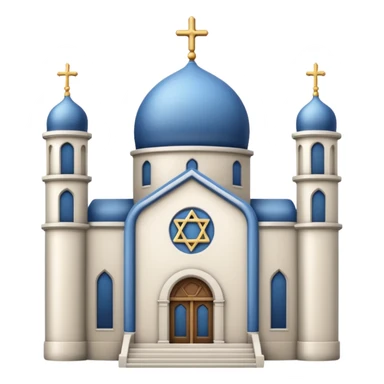 reform jewish synagogue similar in architecture to historical churches (pretty and magnificent), white in color, in ios emoji style sticker