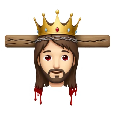 Christ hanging on the cross with the crown of thorns and the blood on him sticker