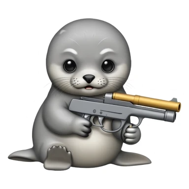 Angry baby seal with a gun sticker