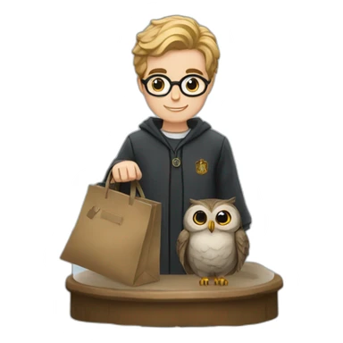 harry potter holding bags and owl cage sticker