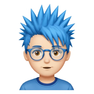 blue spiky haired kid with glasses sticker