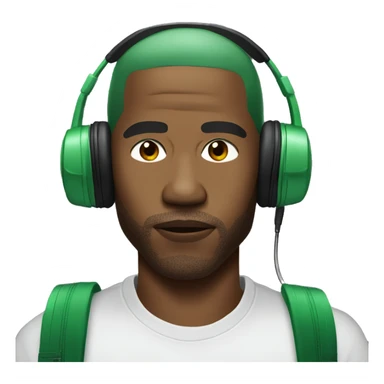 frank ocean with the green buzzed hair wearing headphones  sticker