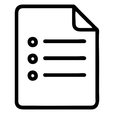 black solid silhouette of a paper sheet with lines imitating a list, urban theme, single line thickness, concise silhouette sticker