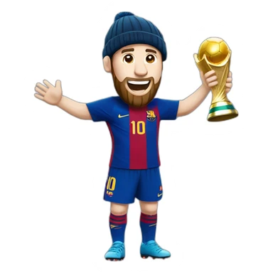 messi levantando la copa del mundo con un gorro de navidad puesto sticker