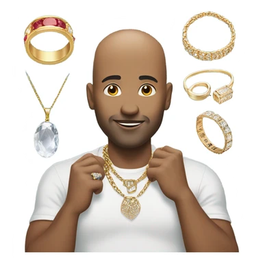 bald man outdoors with jewelry sticker