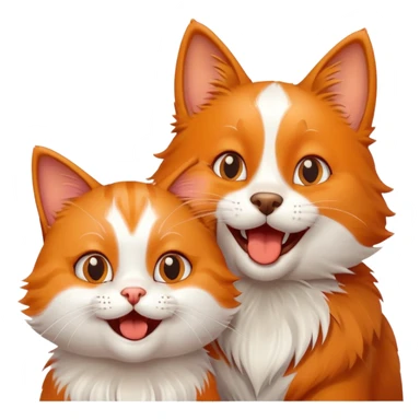 Excited happy cat being greeted by a friendly dog sticker