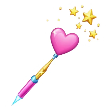 wand with a shooting star pink heart like the heart is the shooting star emoji sticker