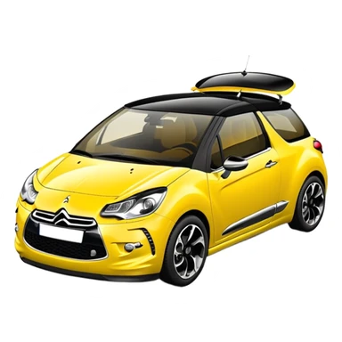 Yellow car Citroen DS 3  with black roof sticker