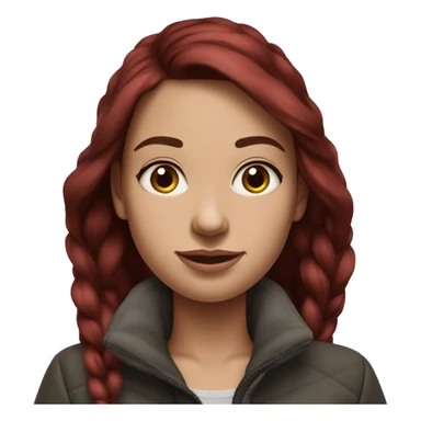 Realistic beautiful burgundy haired Girl wearing long northface  sticker