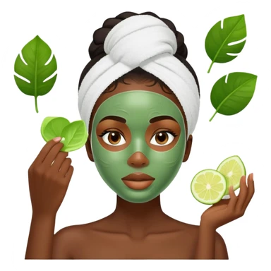Black girl applying face mask skincare sticker