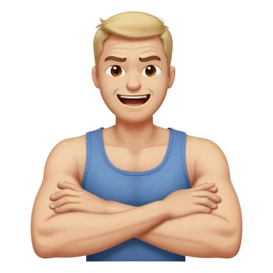 Arms and legs crossed holding neck angry laughing guy sticker