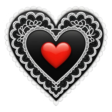 black lace heart with scalloped lace edges sticker