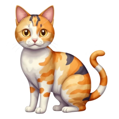 full body anxious looking colourful light calico tabby cat with large patchy patterns sticker