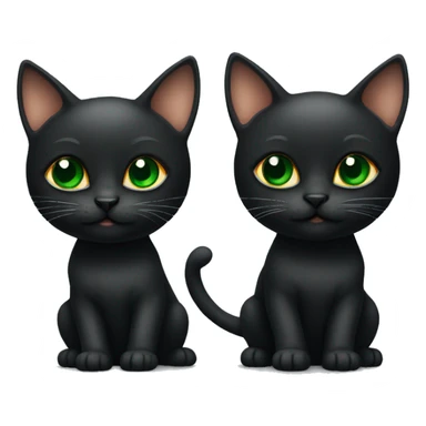 Two black kittens one with green eyes and one with orange eyes  sticker