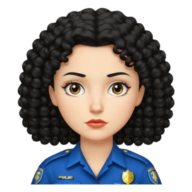 white woman police with black curly hair sticker