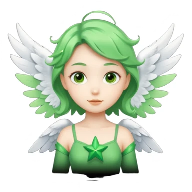 like character, green star that have white wings sticker