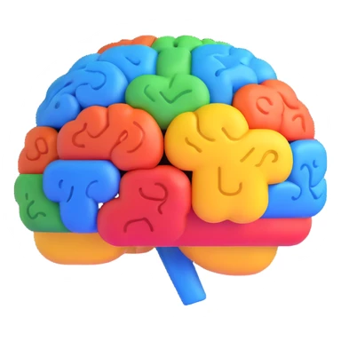 Make this brain emoji look 3D, keep Google brand colors, no text, transparent background. sticker