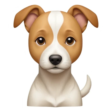 a full body facing front on of a buff white beagle cross jack russell terrier looking dog the size of a kelpie with light brown long ears resting on its face and a light brown patch above one eye and a large snout. the rest of the dog is completely white.  sticker