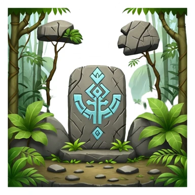 Stone Tablet – Carved gray slab with ancient runes in jungle sticker