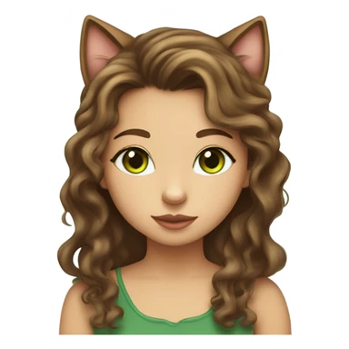 Girl with fair skin and long, dark brown, curly hair and hazel eyes kissing a brown tabby cat with green eyes on its head sticker