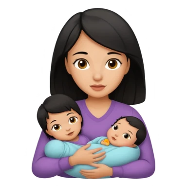 mom holding newborn baby girl with brown eyes tan skin and black hair and blue eyes newborn girl baby tan skin black hair sticker