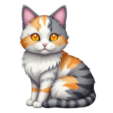 full body dark grey and white cat cuddling a colourful light patched calico + white tabby cat  sticker